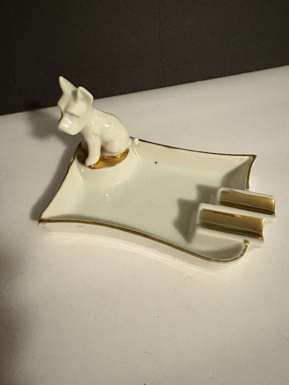 Vintage Goldcastle Made in Japan Ceramic White Dog Ashtray